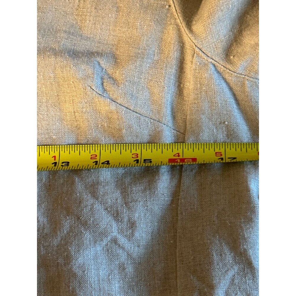 Rafaella Petites Womens Suit Beige Linen Embroidered Collared Button Classy 4P - Picture 9 of 11